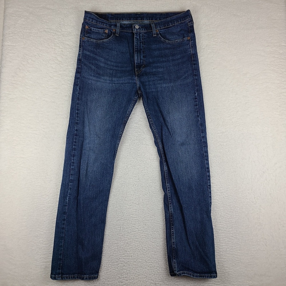 Levi's 505 Jeans Mens 38x32 Blue‎ Regular Fit Straight Leg Dark Wash Denim
